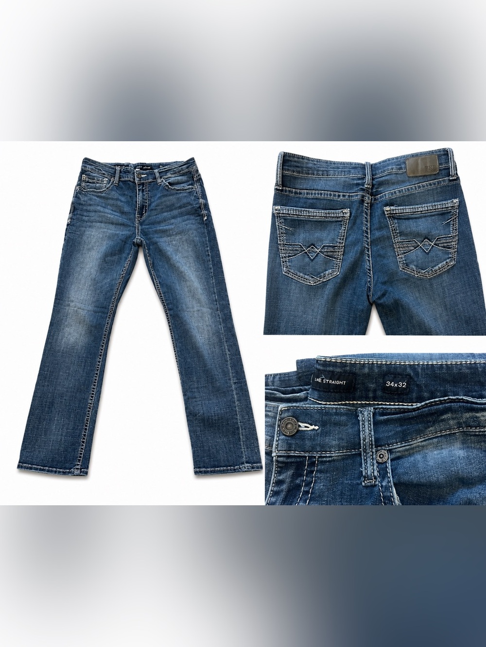 BKE Men's Slim Straight Jeans - Blue Wash